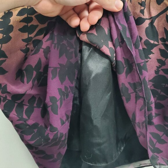 Express Women's Y2K Lime Purple Ombre Tropical Leaf Print Silk Halter Neck Top 6 - Picture 10 of 10